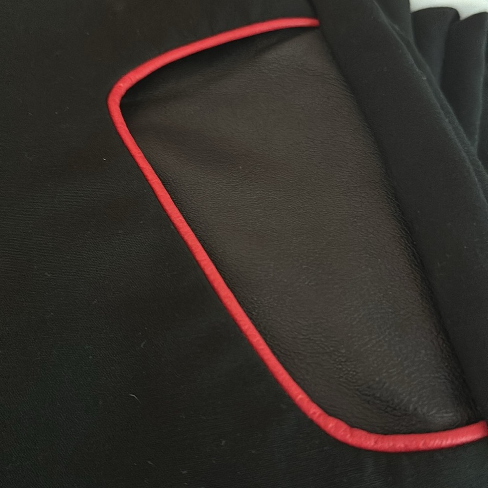 Alexander Wang high waisted black zipper red piping & leather pocket 8 pants - Picture 7 of 14